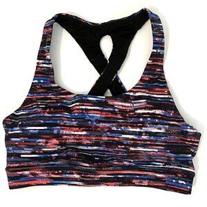 Lululemon Athletica Multicolor Striped Sports Bra Top Criss-Cross Back ~ Size 4